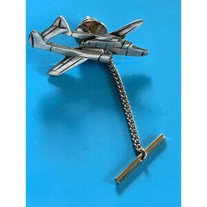 Northrop P-61 Black Widow Pewter Airplane Pewter Emblem Tie Pin With Chain